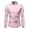 PARKLEES Men's Fashion Premium Quality Golden Rose Floral Embellished Dress Shirt - Divine Inspiration Styles