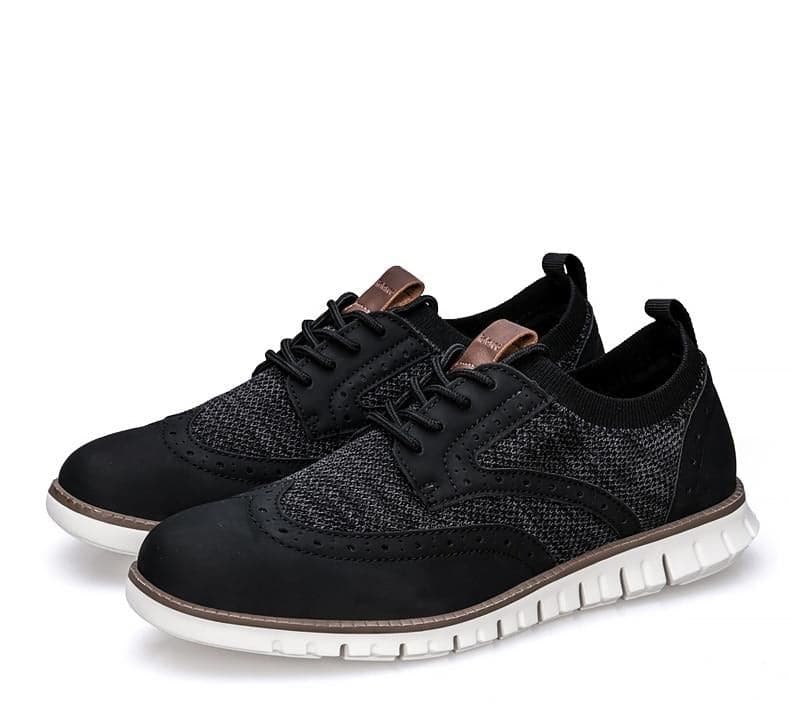 mens mesh dress shoes PUAMSS Men's Mesh Fabric Business Casual Dress Shoes Black / 6