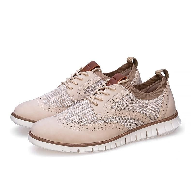 mens mesh dress shoes PUAMSS Men's Mesh Fabric Business Casual Dress Shoes Beige/Khaki / 12