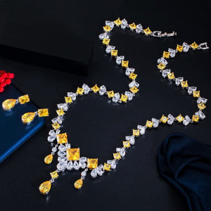 CWW Women's Fashion Elegant Stylish Yellow & White Luxury Cubic Zirconia Jewelry Set - Divine Inspiration Styles