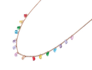 LKR Women's Fine Fashion Trendy Bohemian Style Colorful CZ Necklace - Divine Inspiration Styles