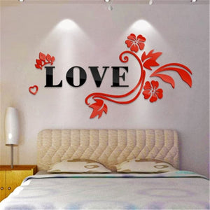 LOVE Flower Design Home Decoration 3D Acrylic Wall Sticker for Home Decor - Divine Inspiration Styles
