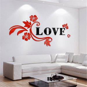 LOVE Flower Design Home Decoration 3D Acrylic Wall Sticker for Home Decor - Divine Inspiration Styles