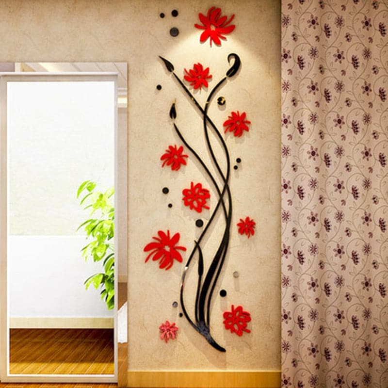 ORCHID Flower Design Home Decoration 3D Acrylic Wall Sticker for Home Decor - Divine Inspiration Styles