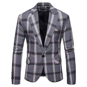 CGSUITS Design Men's Fashion Luxury Style Plaid Design Jacquard Blazer Suit Jacket - Divine Inspiration Styles
