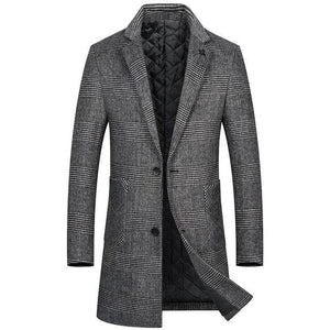 BRADFORD Design Collection Men's Fashion Premium Quality Long Wool Plaid Trench Coat - Divine Inspiration Styles