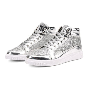 WLF Men's Sports Fashion Leather Metallic Sneaker Shoes - Divine Inspiration Styles