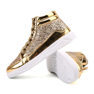 WLF Men's Sports Fashion Leather Metallic Sneaker Shoes - Divine Inspiration Styles