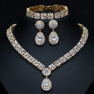 CWW Women's Fashion Elegant Stylish Gold-Plated Luxury Cubic Zirconia Jewelry Set - Divine Inspiration Styles