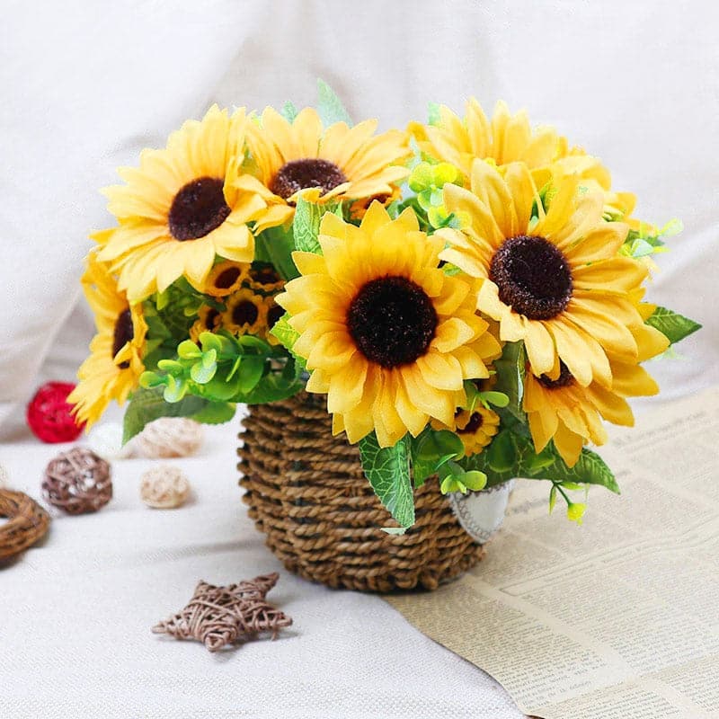 YGS Design Collection 7 Branches Silk Sunflower Bouquet for Decorations - Divine Inspiration Styles