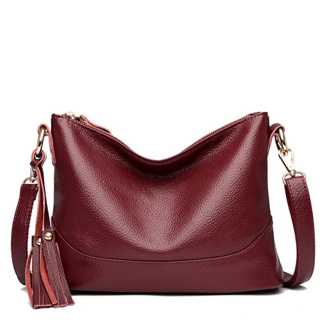 KMF Design Collection Women's Fashion Genuine Leather Tassel Style Handbag - Divine Inspiration Styles