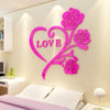 LOVE ROSE Flower Design Home Decoration 3D Acrylic Wall Sticker for Home Decor - Divine Inspiration Styles