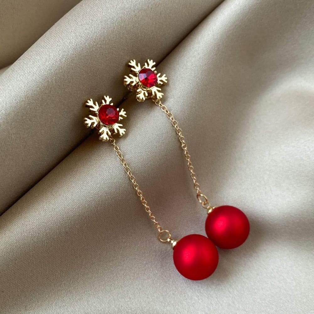 LANI Women's Fashion Christmas Red Drop Earrings - Divine Inspiration Styles
