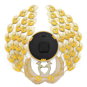SERENITY Golden Blue Double Peacock Wall Clock Modern Design Creative Art Wall Clock for Home Decorations - Divine Inspiration Styles