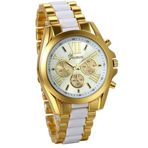 GENEVA Men's Luxury Fashion Premium Quality Golden Blue Stainless Steel Quartz Watch - Divine Inspiration Styles