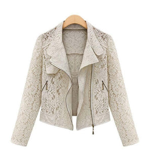 ASM Women's Elegant Fashion Lace Design Biker Jacket - Divine Inspiration Styles