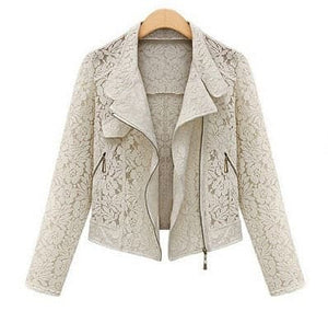 ASM Women's Elegant Fashion Lace Design Biker Jacket - Divine Inspiration Styles