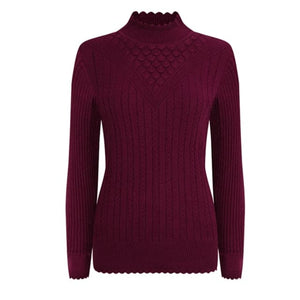 UTG Women's Fashion Elegant Pure Color Red Trendy Stylish Designer Sweater - Divine Inspiration Styles