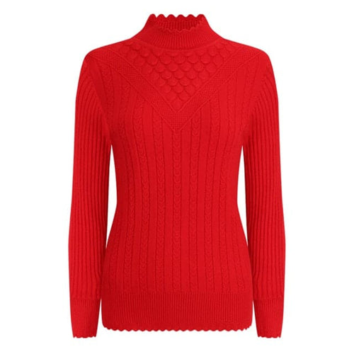 UTG Women's Fashion Elegant Pure Color Red Trendy Stylish Designer Sweater - Divine Inspiration Styles
