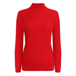 UTG Women's Fashion Elegant Pure Color Red Trendy Stylish Designer Sweater - Divine Inspiration Styles