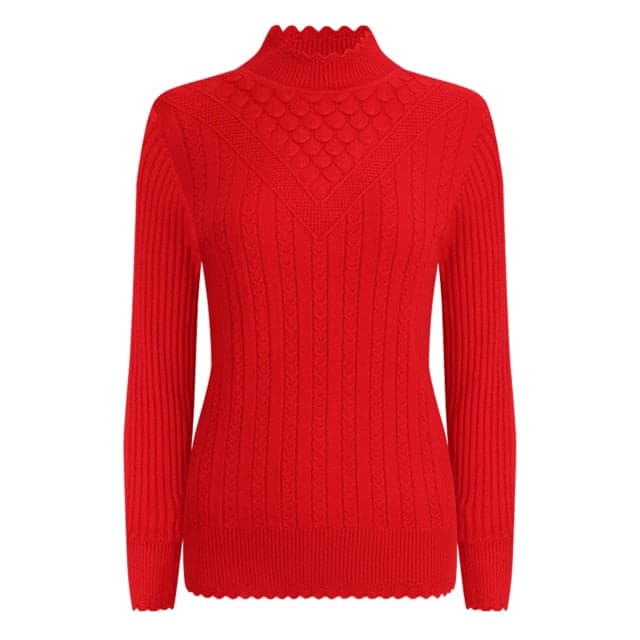 UTG Women's Fashion Elegant Pure Color Red Trendy Stylish Designer Sweater - Divine Inspiration Styles