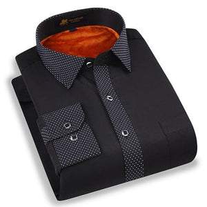 PAUL JONES Men's Stylish Trendy Fashion Thick Warm Plush Business Dress Shirt - Divine Inspiration Styles