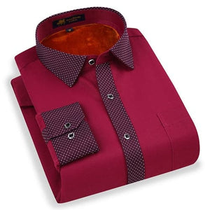 PAUL JONES Men's Stylish Trendy Fashion Thick Warm Plush Business Dress Shirt - Divine Inspiration Styles