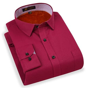 PAUL JONES Men's Stylish Trendy Fashion Thick Warm Plush Business Dress Shirt - Divine Inspiration Styles
