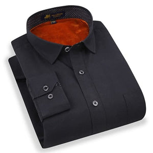 PAUL JONES Men's Stylish Trendy Fashion Thick Warm Plush Business Dress Shirt - Divine Inspiration Styles