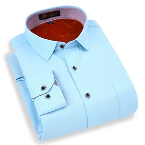 PAUL JONES Men's Stylish Trendy Fashion Thick Warm Plush Business Dress Shirt - Divine Inspiration Styles