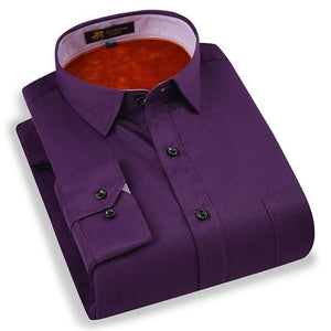PAUL JONES Men's Stylish Trendy Fashion Thick Warm Plush Business Dress Shirt - Divine Inspiration Styles