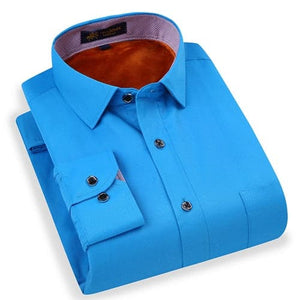 PAUL JONES Men's Stylish Trendy Fashion Thick Warm Plush Business Dress Shirt - Divine Inspiration Styles
