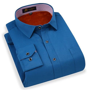 PAUL JONES Men's Stylish Trendy Fashion Thick Warm Plush Business Dress Shirt - Divine Inspiration Styles