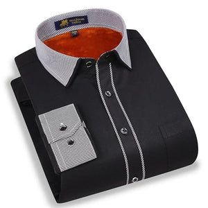 PAUL JONES Men's Stylish Trendy Fashion Thick Warm Plush Business Dress Shirt - Divine Inspiration Styles