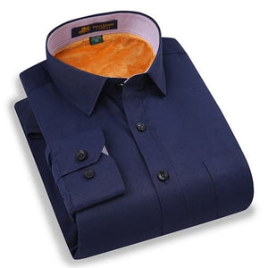 PAUL JONES Men's Stylish Trendy Fashion Thick Warm Plush Business Dress Shirt - Divine Inspiration Styles