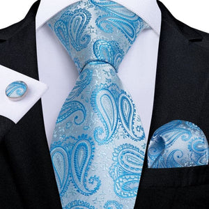 DBG VIP Design Collection Men's Fashion Light Blue 100% Premium Quality Silk Ties - Divine Inspiration Styles