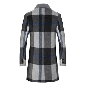 BRADFORD Design Collection Men's Fashion Premium Quality Long Wool Plaid Trench Coat - Divine Inspiration Styles