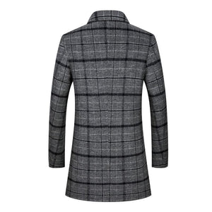 BRADFORD Design Collection Men's Fashion Premium Quality Long Wool Plaid Trench Coat - Divine Inspiration Styles