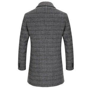 BRADFORD Design Collection Men's Fashion Premium Quality Long Wool Plaid Trench Coat - Divine Inspiration Styles
