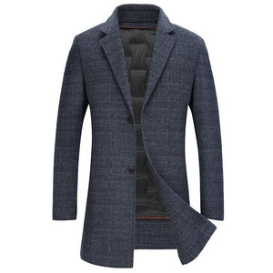 BRADFORD Design Collection Men's Fashion Premium Quality Long Wool Plaid Trench Coat - Divine Inspiration Styles