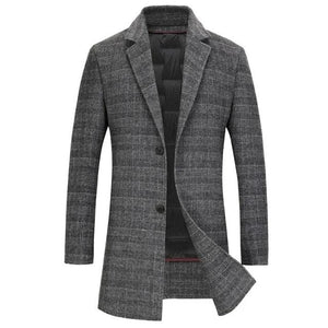 BRADFORD Design Collection Men's Fashion Premium Quality Long Wool Plaid Trench Coat - Divine Inspiration Styles