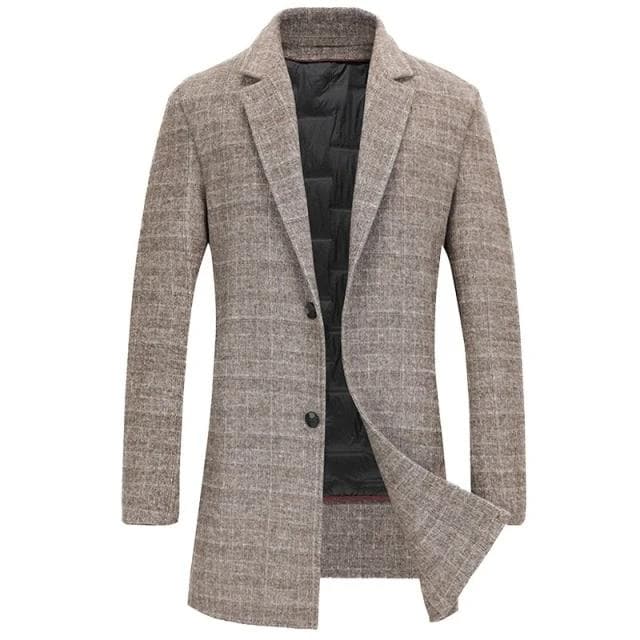 BRADFORD Design Collection Men's Fashion Premium Quality Long Wool Plaid Trench Coat - Divine Inspiration Styles