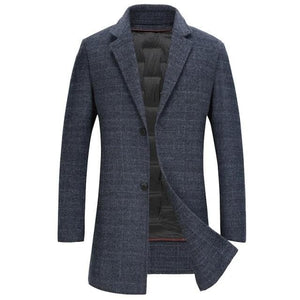 BRADFORD Design Collection Men's Fashion Premium Quality Long Wool Plaid Trench Coat - Divine Inspiration Styles