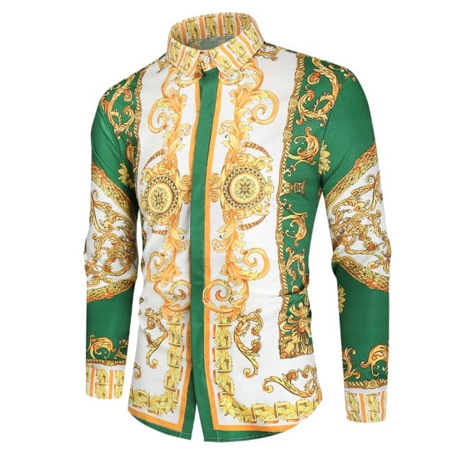 green and gold dress shirt Emerald Gold Luxury Hawaiian Button Shirt