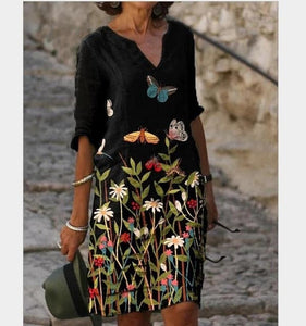 UVRC Women's Fashion Elegant Stylish Multi-Color Linen Art Designer Summer Dress - Divine Inspiration Styles