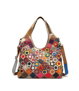 LEA Design Women's Fashion Genuine Leather Multi-Color Patchwork Design Handbag - Divine Inspiration Styles