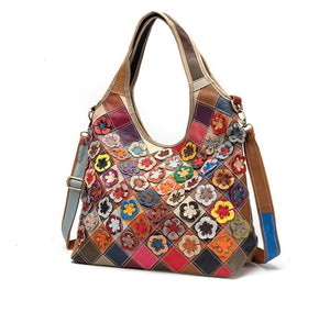 LEA Design Women's Fashion Genuine Leather Multi-Color Patchwork Design Handbag - Divine Inspiration Styles
