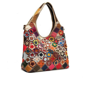 LEA Design Women's Fashion Genuine Leather Multi-Color Patchwork Design Handbag - Divine Inspiration Styles