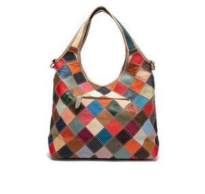 LEA Design Women's Fashion Genuine Leather Multi-Color Patchwork Design Handbag - Divine Inspiration Styles