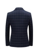 BRADLEY Men's Fashion Premium Quality Navy Blue & Black Plaid Style Blazer Suit Jacket - Divine Inspiration Styles